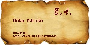 Béky Adrián névjegykártya